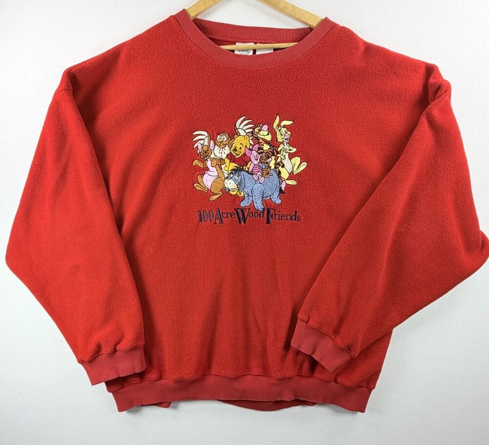 The Disney Store 100 Acre Wood Friends Sweatshirt Size XXL Oversized Red Fleece